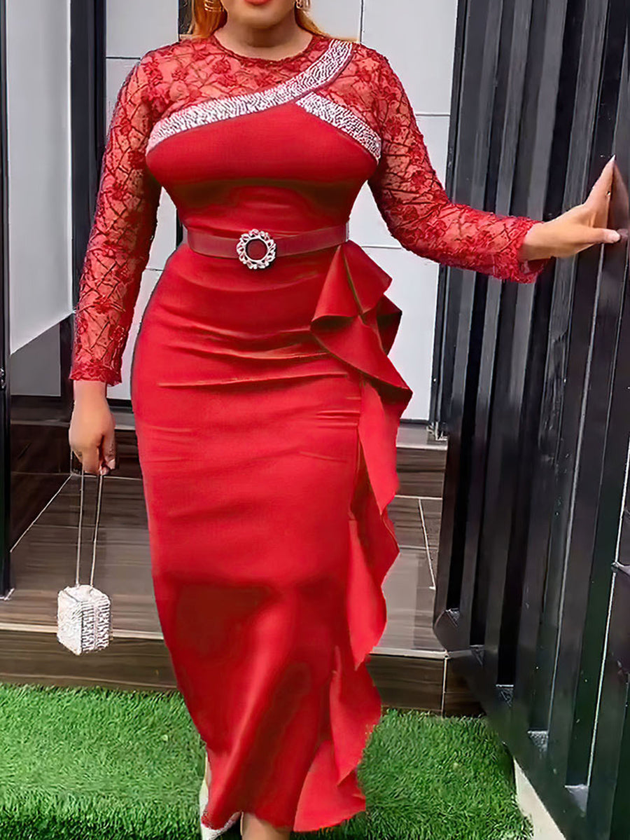 Plus Size Rhinestone Embellished Dress