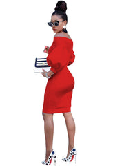 Off Shoulder Bodycon Midi Dress