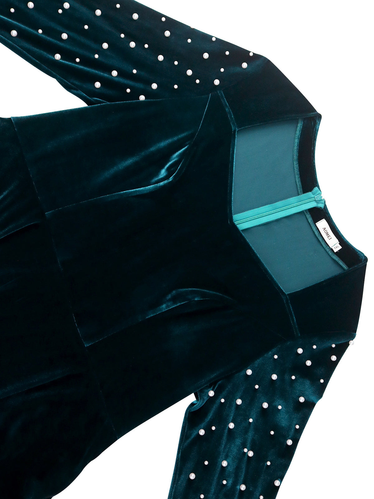 Velvet Ruffle Hem Beaded Midi Dress