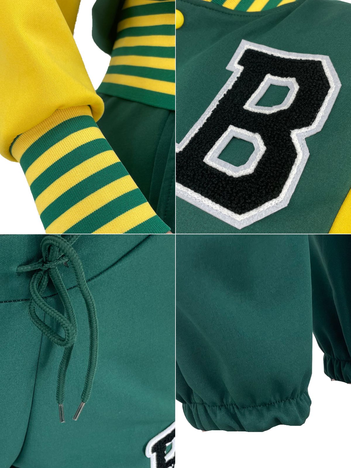 Two-Piece Letter Print Color Block Baseball Set