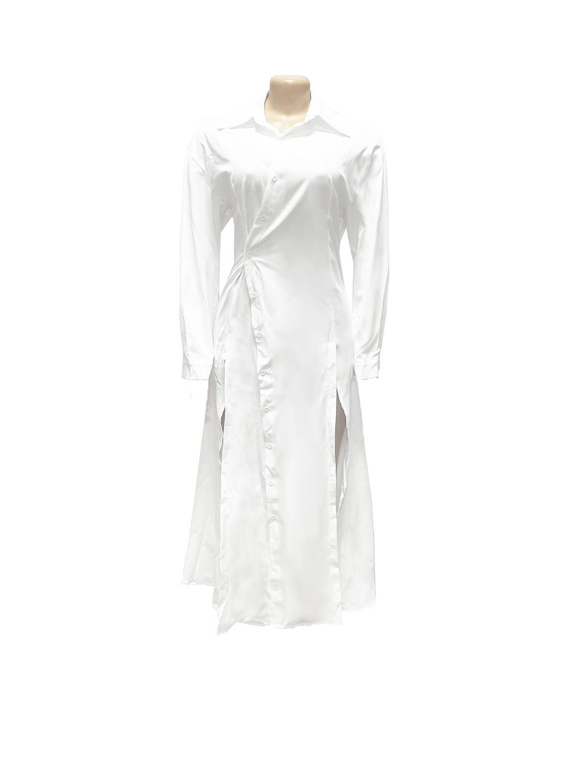 Button-Down Slit Maxi Shirt Dress