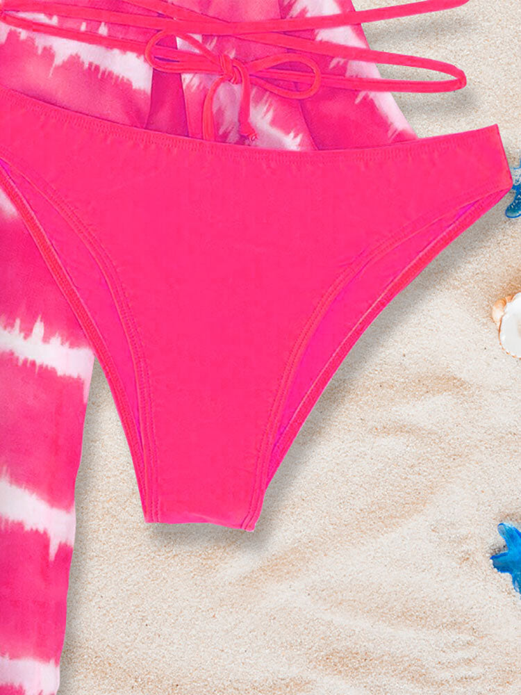 Three Piece Tie Dyed Print Swimsuit