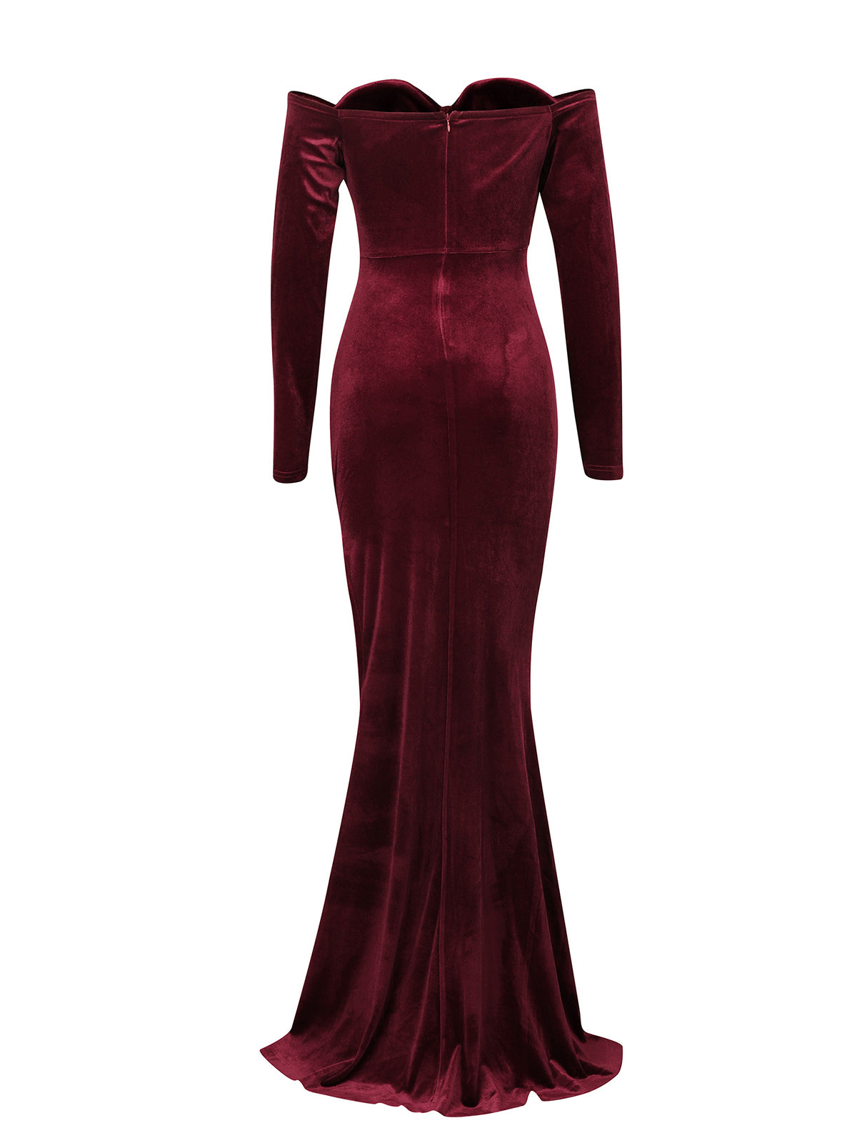 Off Shoulder Velvet Split Maxi Dress