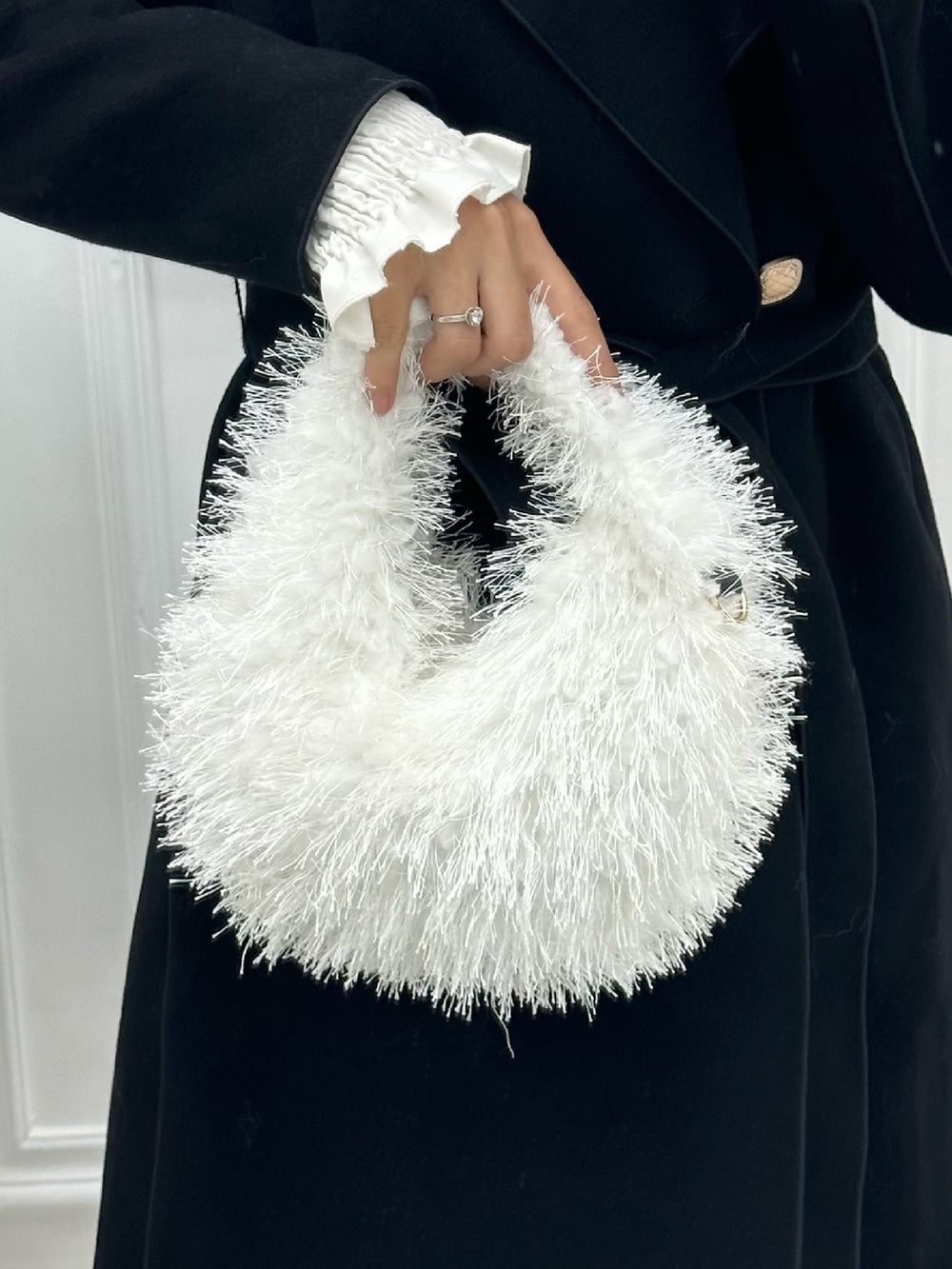Candy Color Fluffy Fringe Mini Handbag