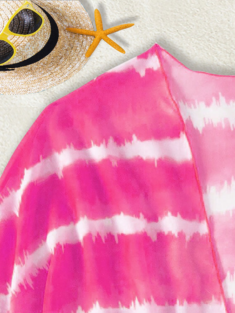 Three Piece Tie Dyed Print Swimsuit