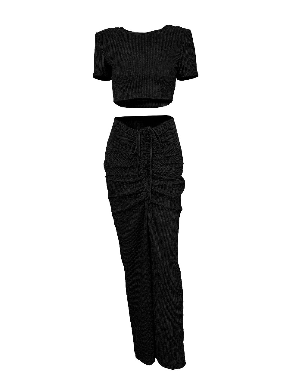 Two Pieces Crop Top Pleated Skirt Sets