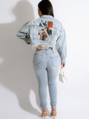 Long Sleeves Lapel Denim Jacket