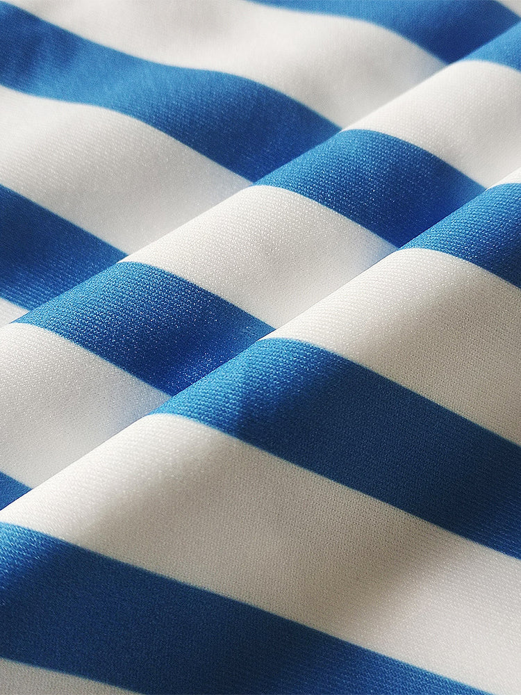 Two Pieces Striped Crop Top Wide Leg Pants