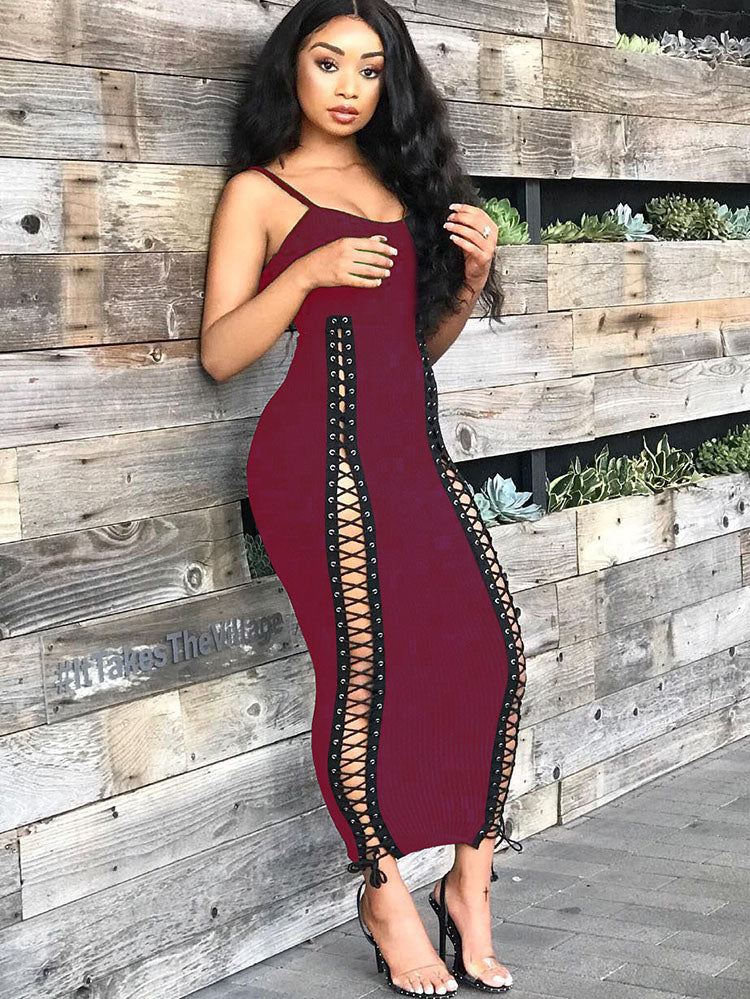 Sleeveless Tie Up Maxi Dress