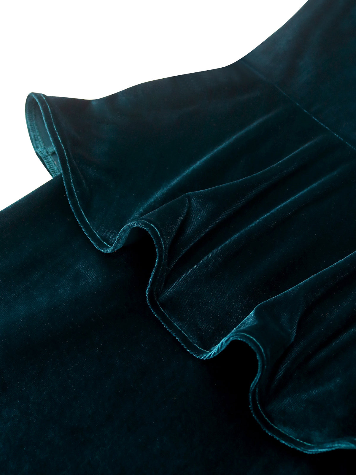 Velvet Ruffle Hem Beaded Midi Dress