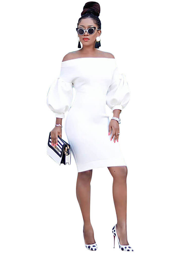 Off Shoulder Bodycon Midi Dress