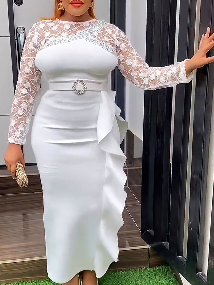 Plus Size Rhinestone Embellished Dress