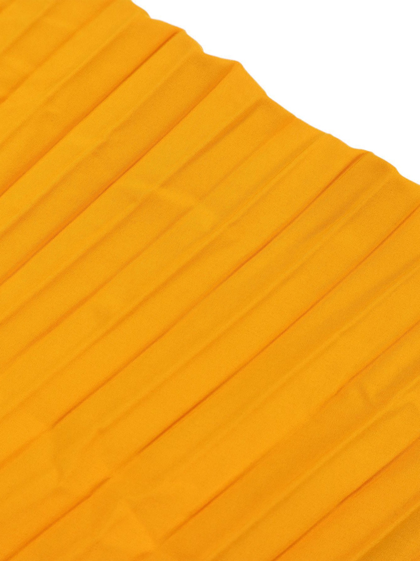 V-Neck Printed Top & Pleated Skirt Two-Piece Set