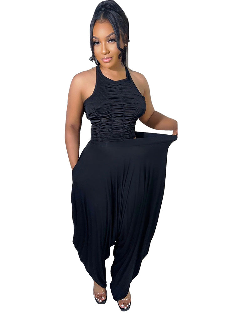 Two Piece Backless Crop Top Bloomers