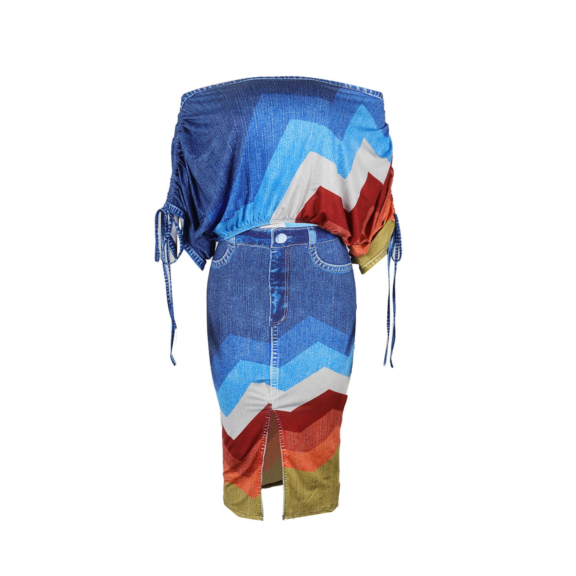 Off Shoulder Colorful Skirt Set