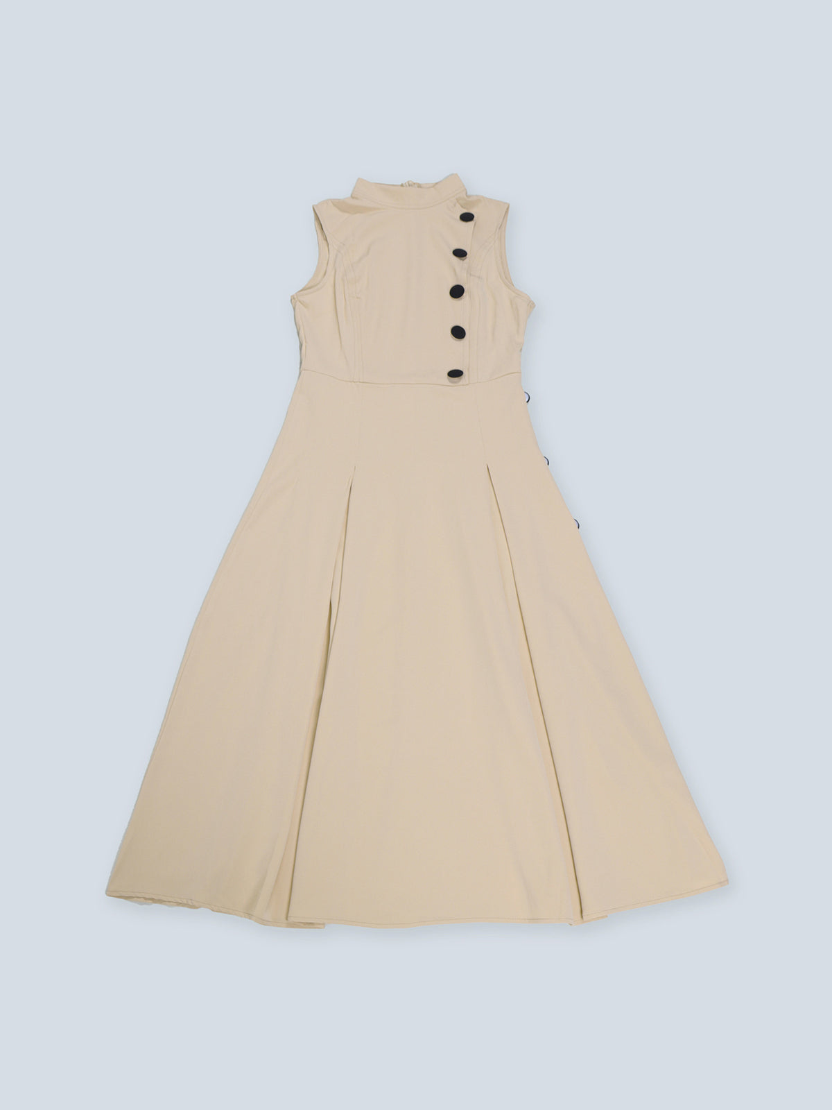 Sleeveless Button Design Midi Dress