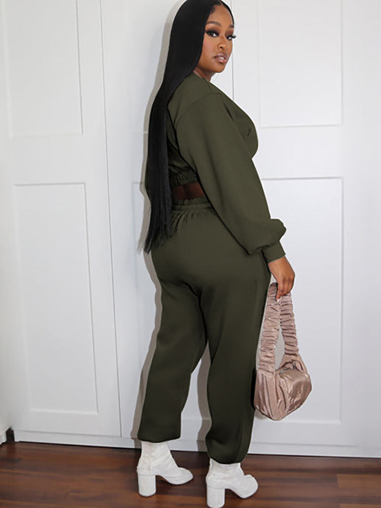 Two Piece Crop Top Sports Pants