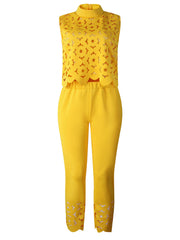 Two Piece Hollow Out Top Long Pants