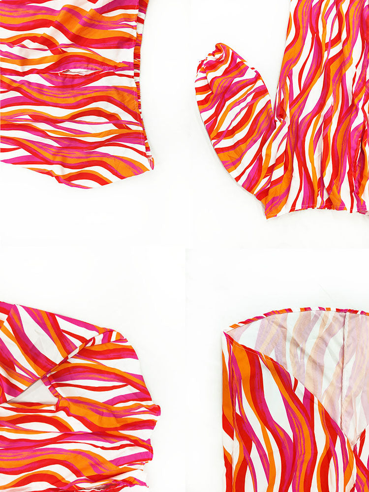 Colorful Striped Sexy Halter Neck Tie Maxi Dress