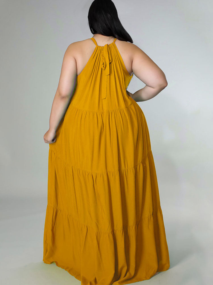 Plus Size Sleeveless Ruched Maxi Dress