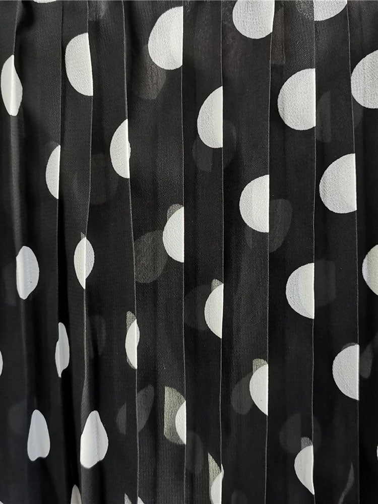 Chiffon Off Shoulder Polka Dot Maxi Dress