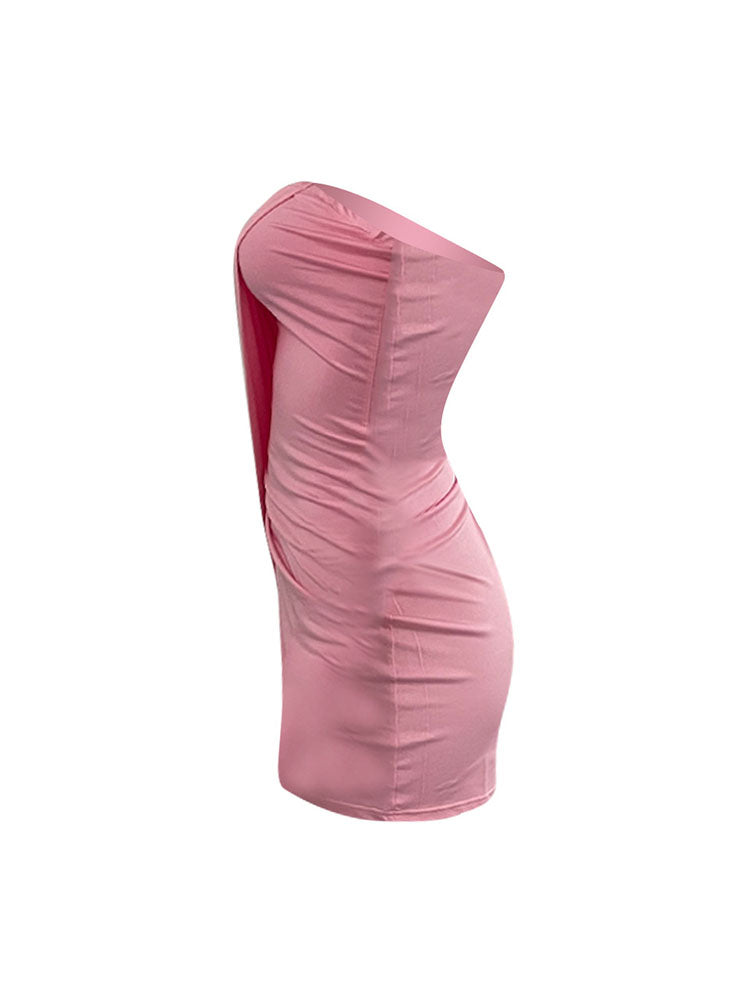 Sleeveless Ruched Split Bodycon Mini Dress