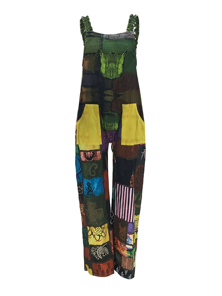 Sleeveless Plaid Print Overalls Jumpsuit