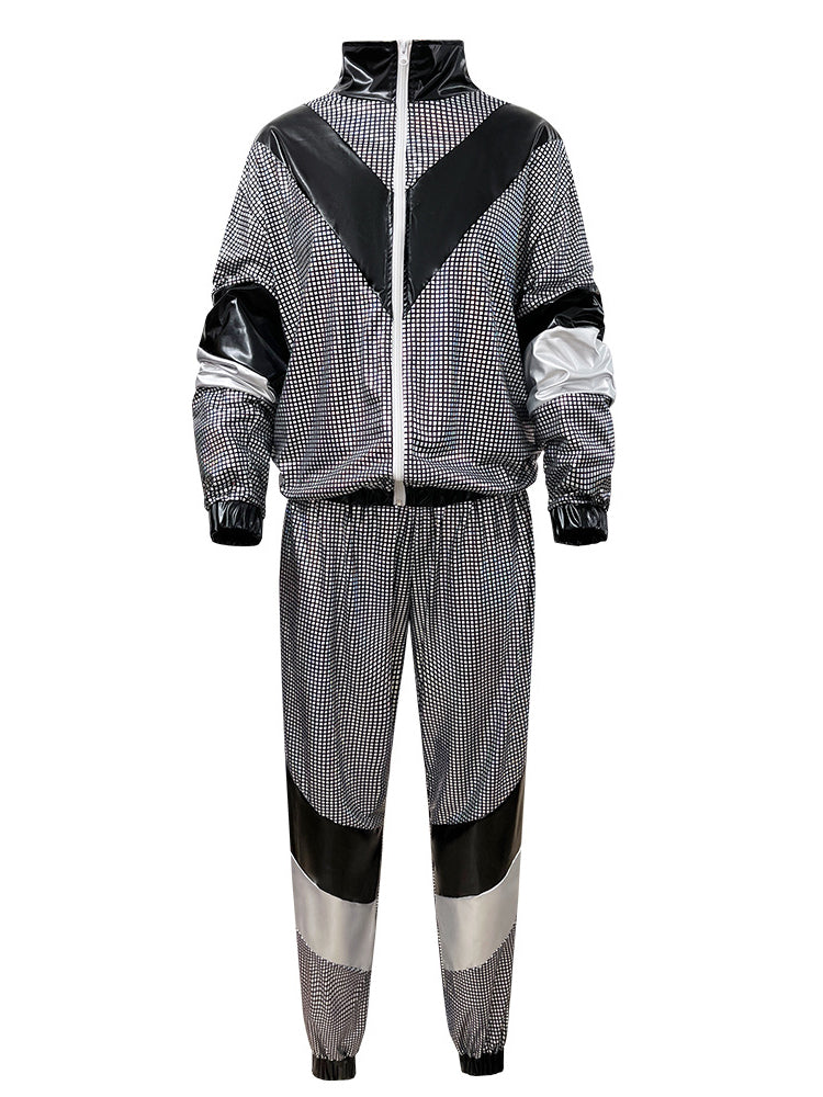 Halloween 80s Disco Glitter Jacket Pants Sets