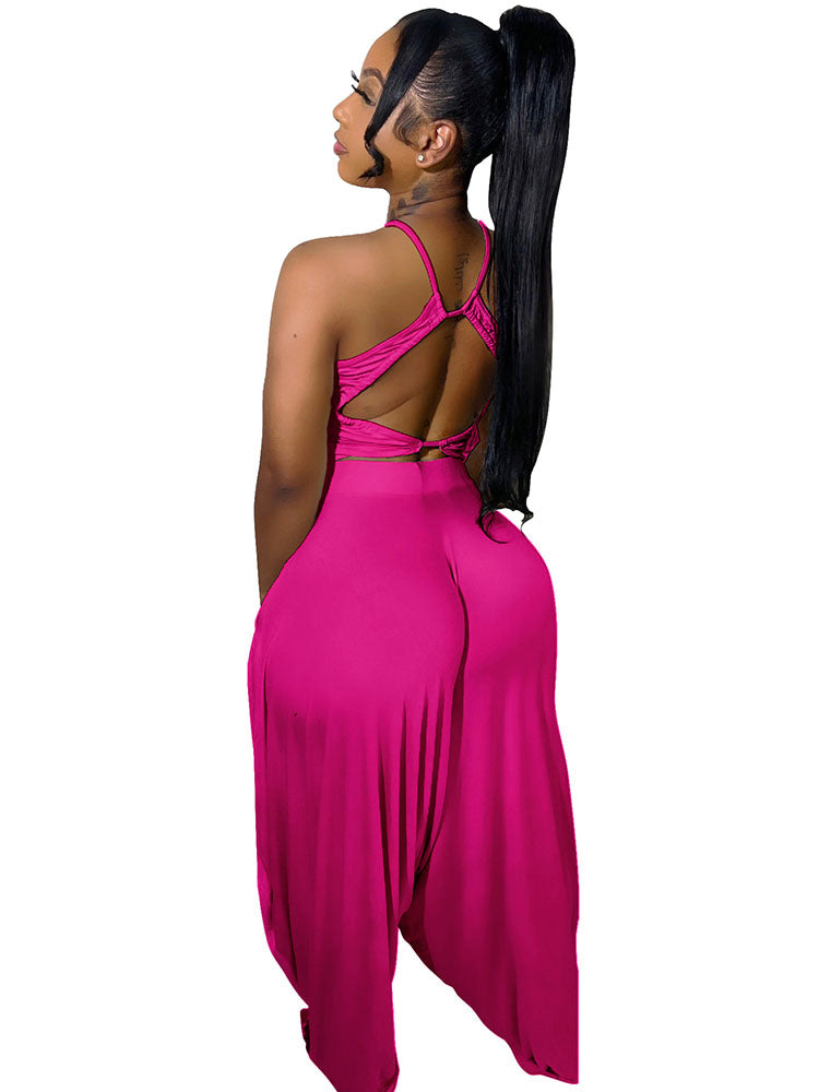 Two Piece Backless Crop Top Bloomers