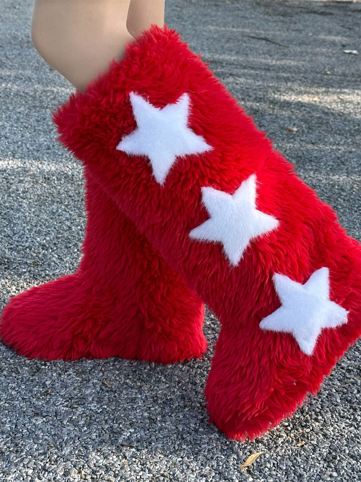 Star Print Fur Bootss