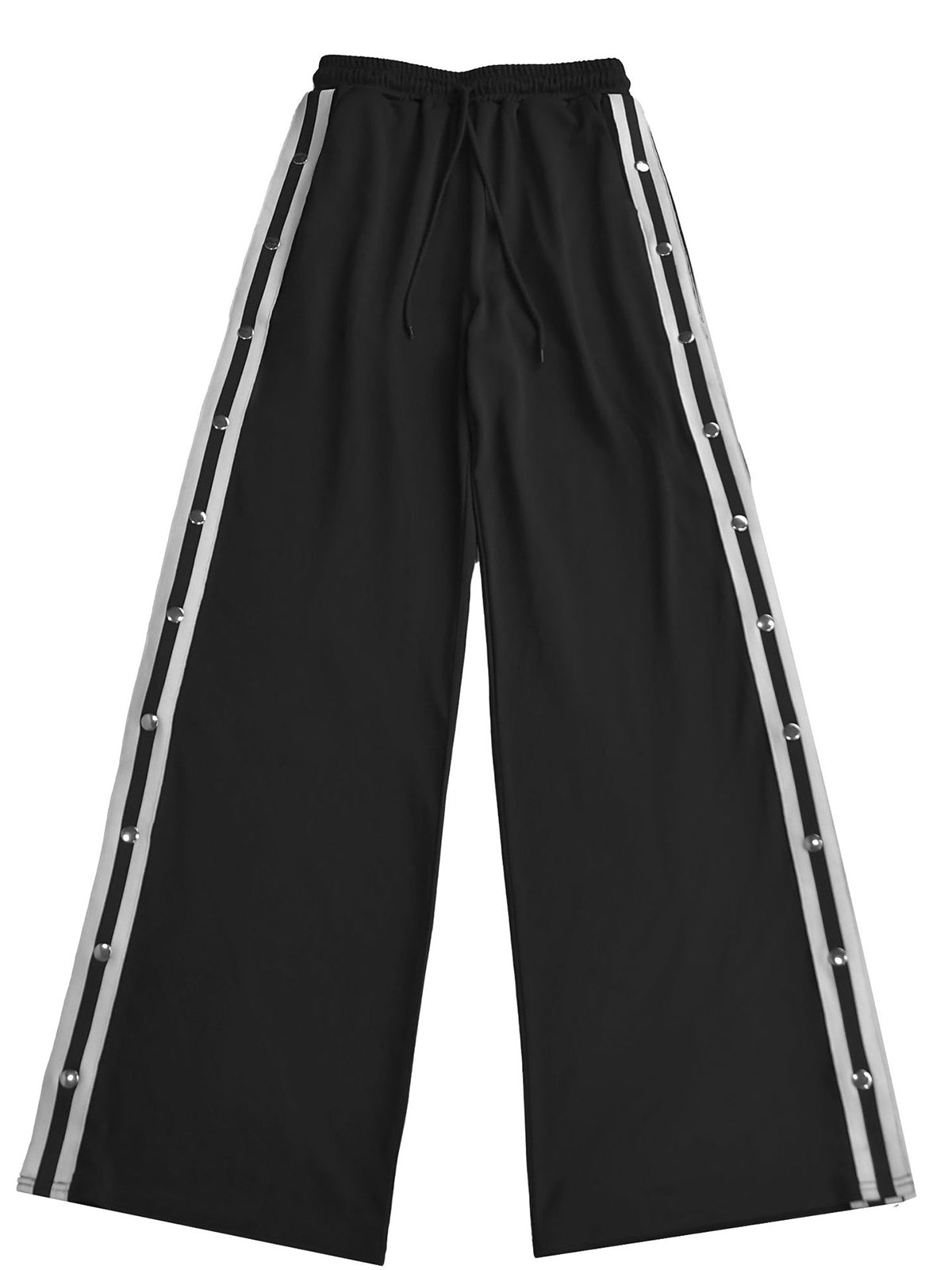 Two Pieces Side Stripe Top Split Wide-Leg Pants