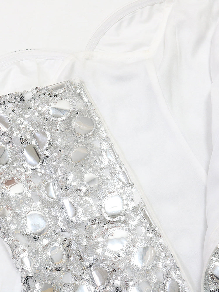 Strapless Rhinestone Sequin Mini Dress