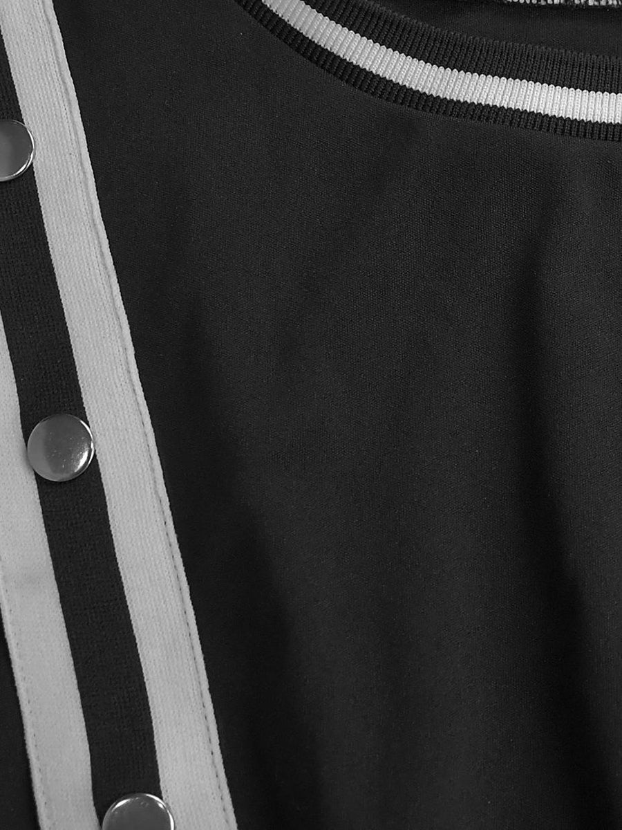 Two Pieces Side Stripe Top Split Wide-Leg Pants