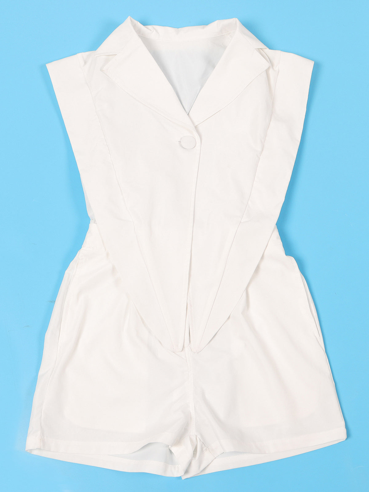 Sleeveless Solid Color Asymmetrical Romper