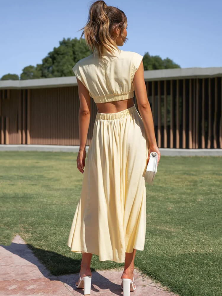 Sleeveless Cut Out Bodycon Maxi Dress