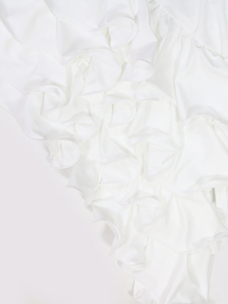 Ruffled Asymmetrical Ruched Cami Dress