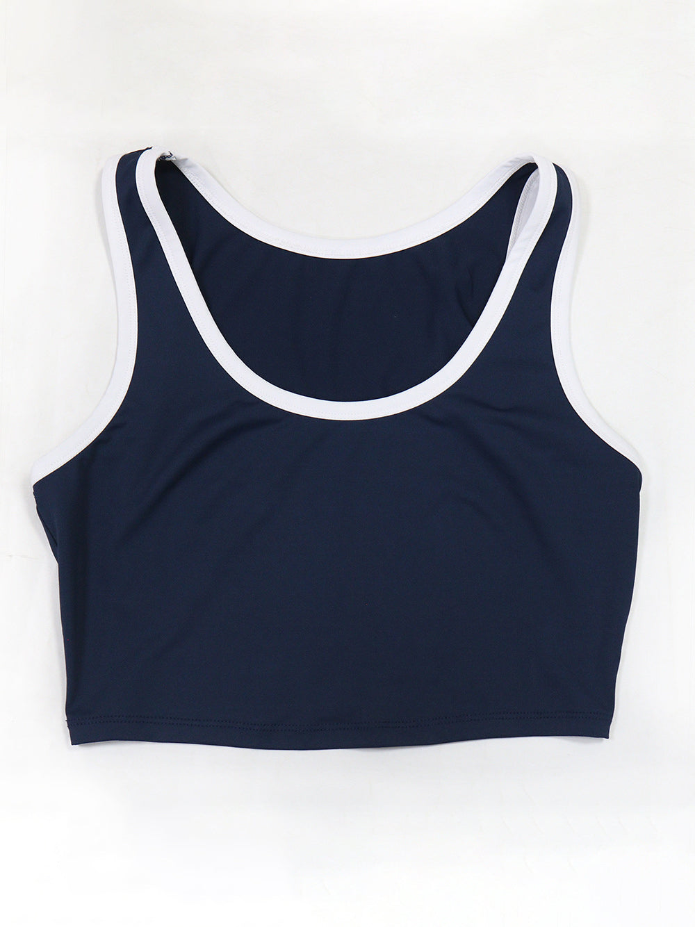 Two-Piece Contrast Trim Crop Top Skirt Shorts Set