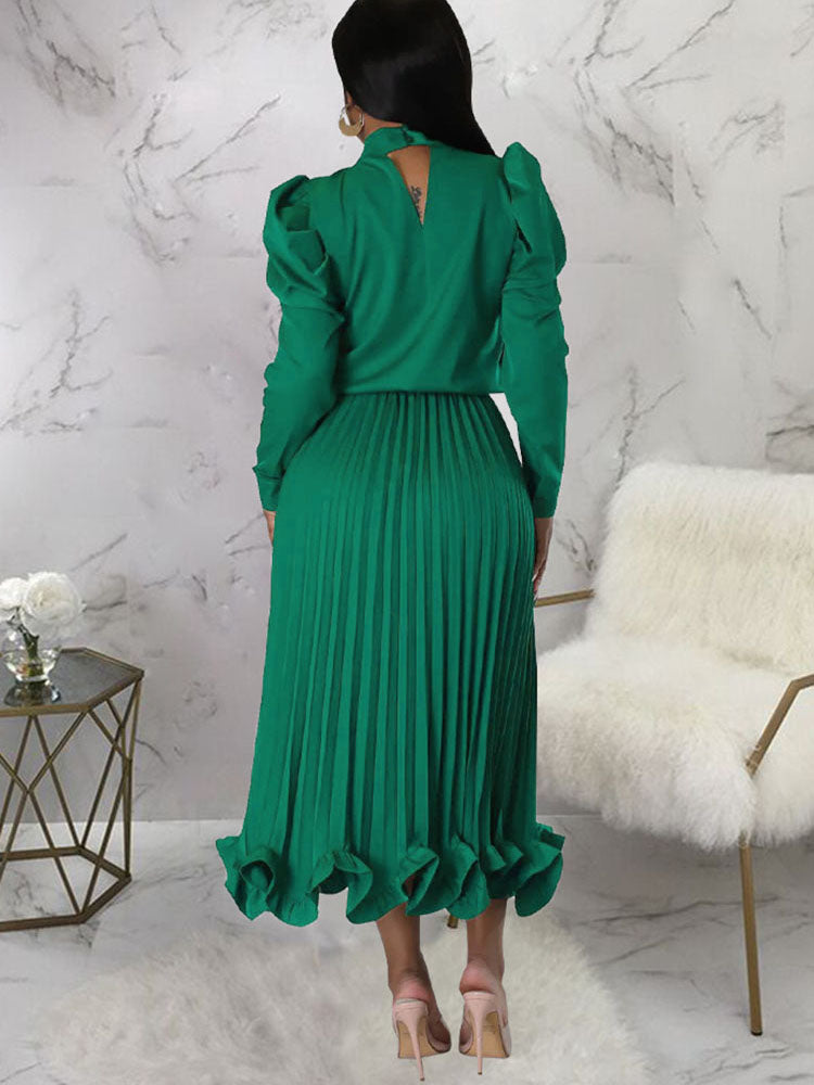 Two Piece Crop Top Pleated Maxi Skirts