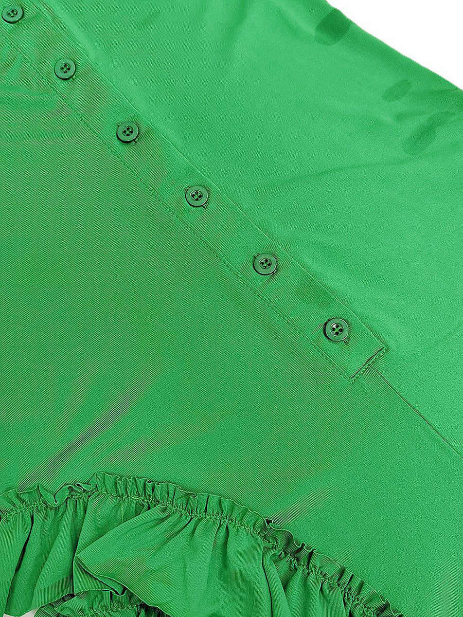 Two Pieces Short Sleeve Ruffle Trim Jumpsuit