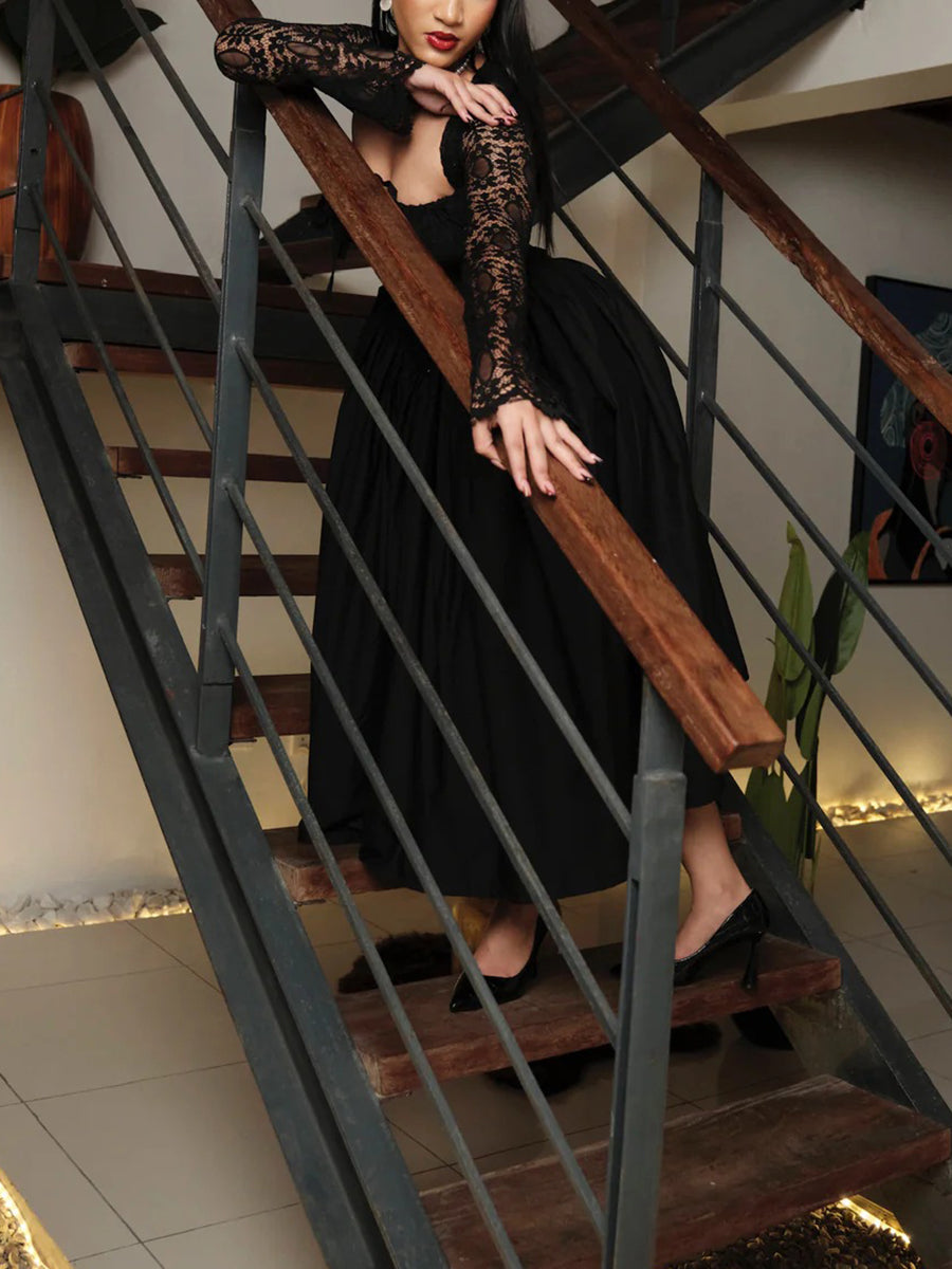 Princess Style Lace Square Neck Dress