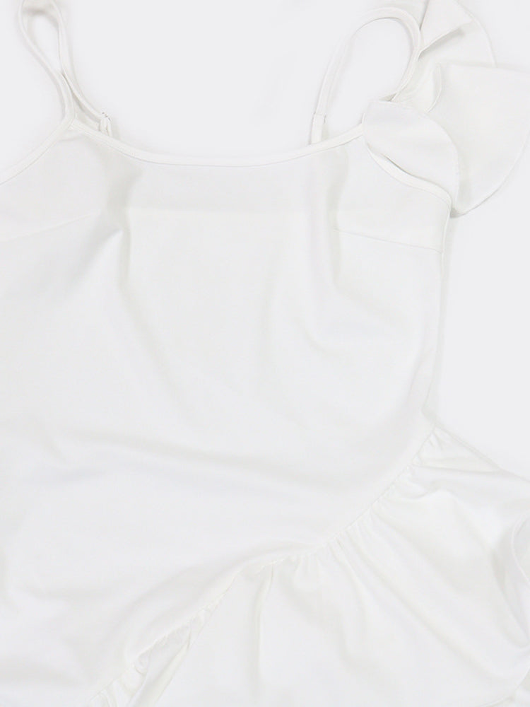 Ruffled Asymmetrical Ruched Cami Dress