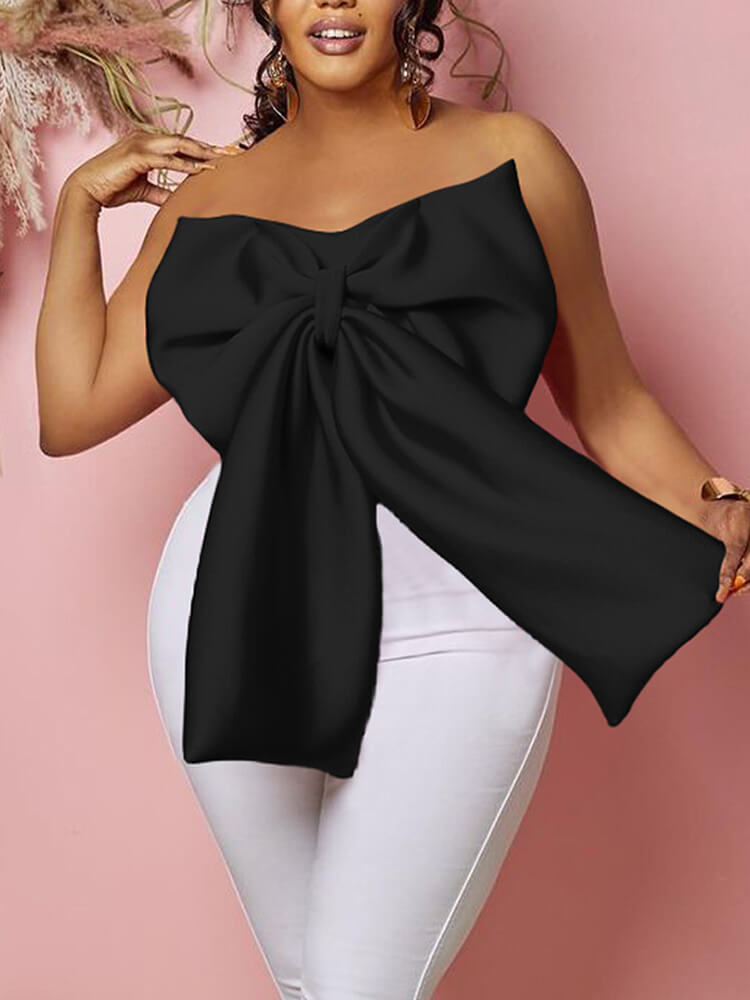 Off Shoulder Bow Knot Tube Top