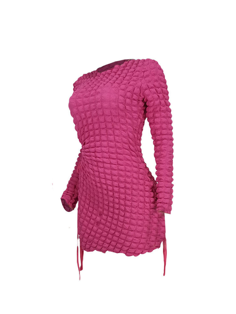 Long Sleeves Cut-Out Bubble Mini Dress