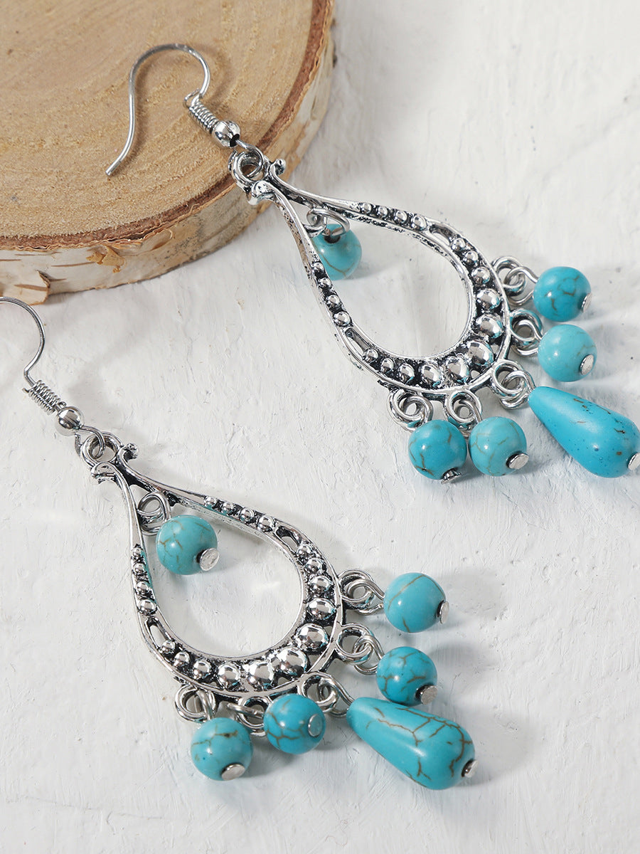 Bohemian Turquoise Earring Bracelet Necklace Sets
