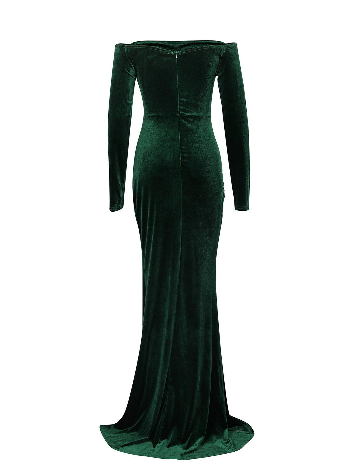 Off Shoulder Velvet Split Maxi Dress