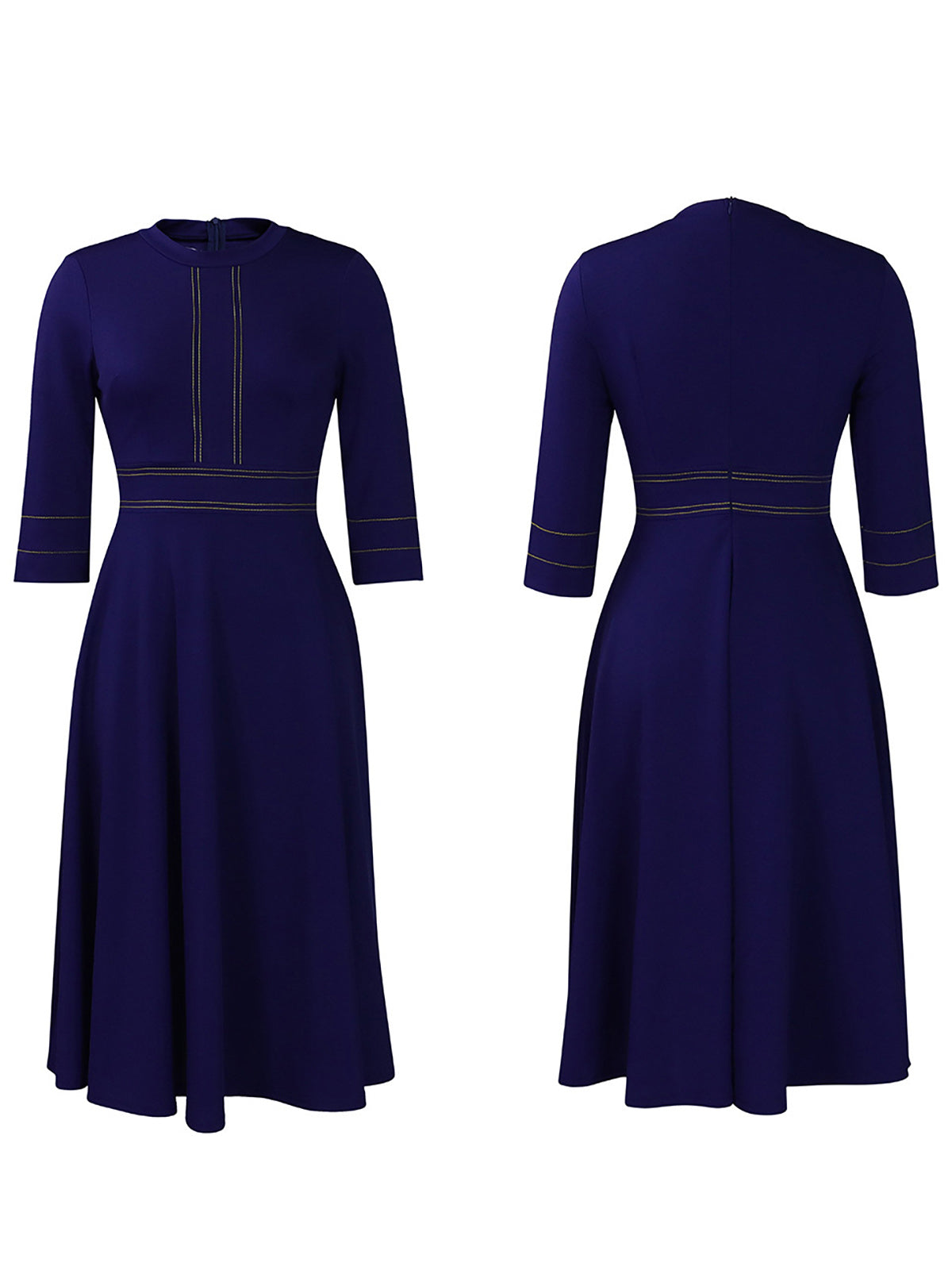 Plus Size Short Sleeve Stand Collar Party Swing Dress