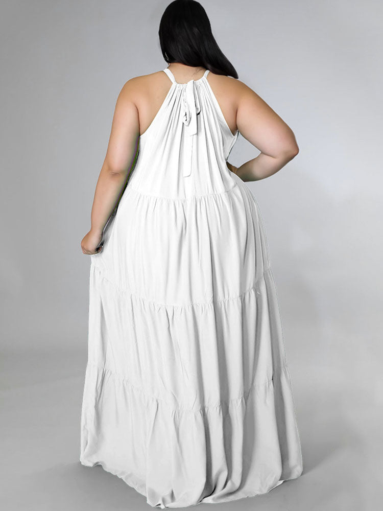 Plus Size Sleeveless Ruched Maxi Dress