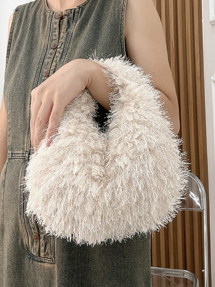 Candy Color Fluffy Fringe Mini Handbag