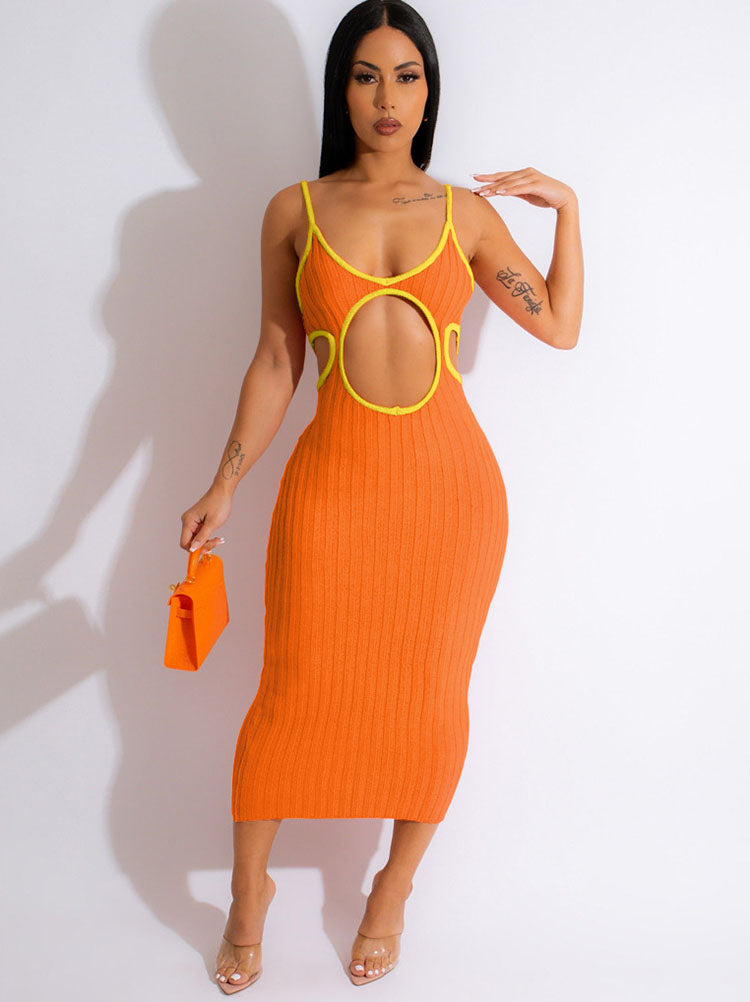 Knit Sleeveless Backless Midi Dress