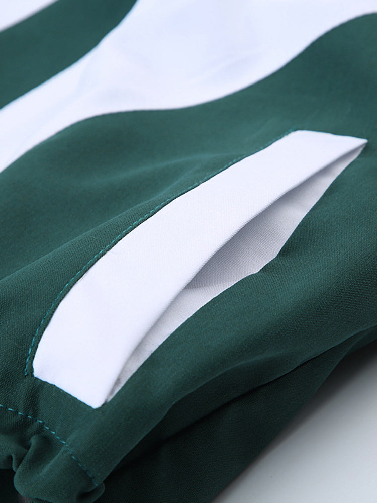 Patchwork Crop Top & High Waist Two-Piece Set